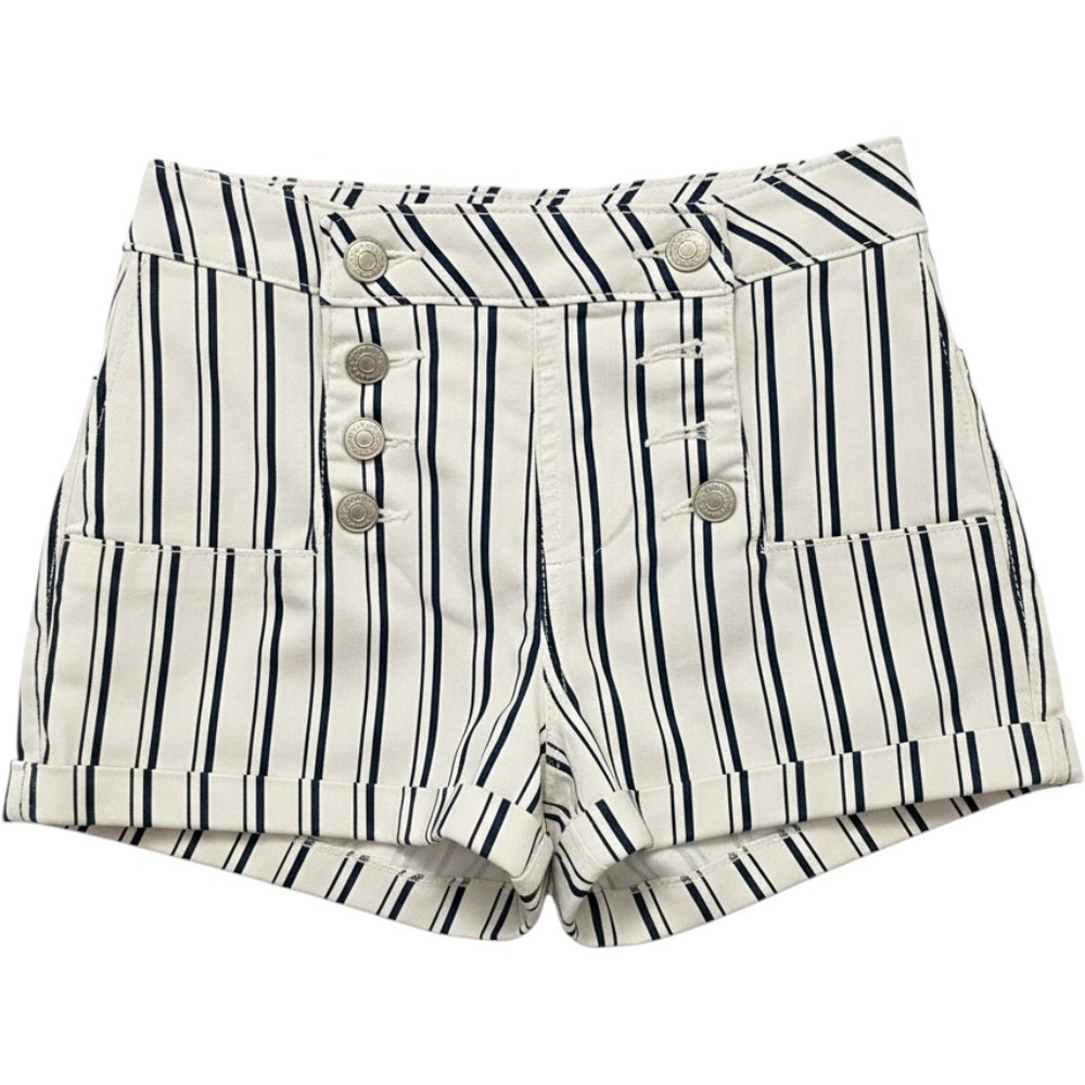 Almost Famous Womens Navy White Striped Sailor Shorts High Waist Size